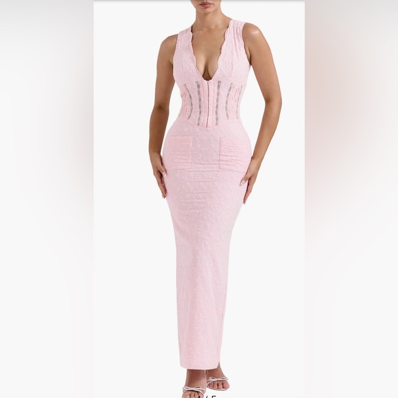 NWOT Sophina Broderie Anglaise Sleeveless Maxi Dress Crystal Rose color XS - Picture 3 of 9